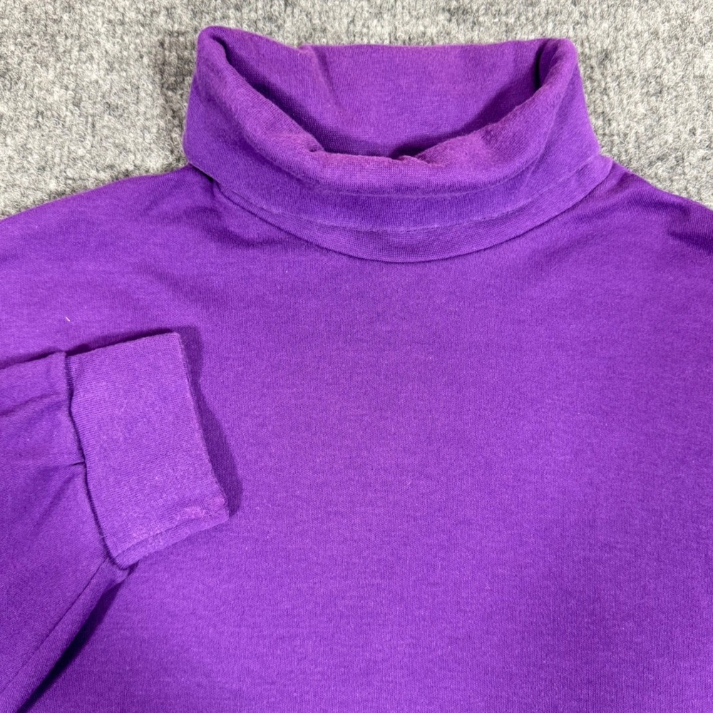 Vtg Roundtree & Yorke Turtleneck Top Long Sleeve Mens XL Purple Cotton USA 90s